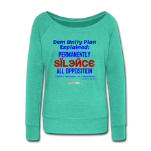 Load image into Gallery viewer, DEM UNITY PLAN - Women&#39;s Wideneck Sweatshirt - teal
