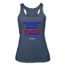 Load image into Gallery viewer, DEM UNITY PLAN - Women’s Tri-Blend Racerback Tank - heather navy
