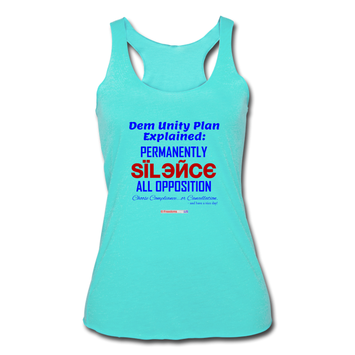 DEM UNITY PLAN - Women’s Tri-Blend Racerback Tank - turquoise