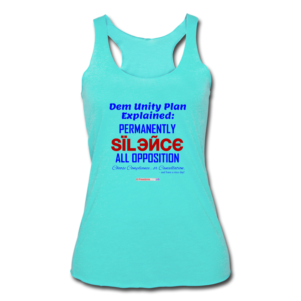 DEM UNITY PLAN - Women’s Tri-Blend Racerback Tank - turquoise