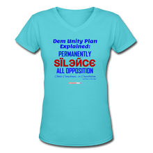 Load image into Gallery viewer, DEM UNITY PLAN - Women&#39;s V-Neck T-Shirt - aqua
