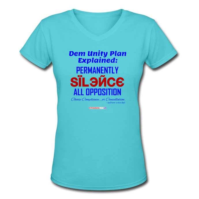 DEM UNITY PLAN - Women's V-Neck T-Shirt - aqua