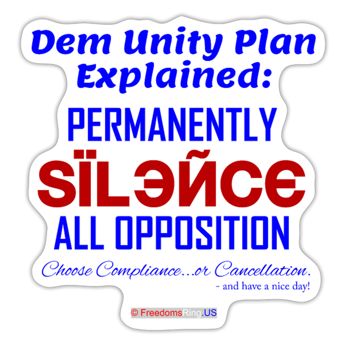 DEM UNITY PLAN - Sticker - white matte