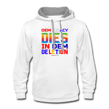 Load image into Gallery viewer, DEMOCRACY DIES IN DEM DELETION - Contrast Hoodie - white/gray
