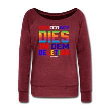 Load image into Gallery viewer, DEMOCRACY DIES IN DEM DELETION - Women&#39;s Wideneck Sweatshirt - cardinal triblend
