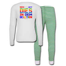 Load image into Gallery viewer, DEMOCRACY DIES IN DEM DELETION - Unisex Pajama Set - white/green stripe
