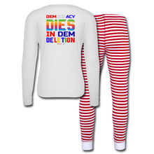 Load image into Gallery viewer, DEMOCRACY DIES IN DEM DELETION - Unisex Pajama Set - white/red stripe
