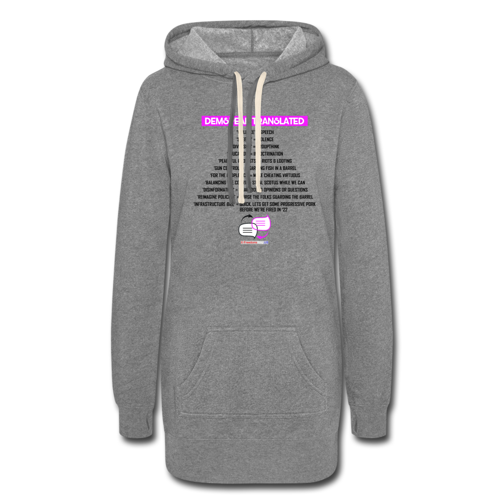 DEMSPEAK TRANSLATED - Women's Hoodie Dress - heather gray