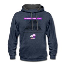 Load image into Gallery viewer, DEMSPEAK TRANSLATED - Contrast Hoodie - indigo heather/asphalt
