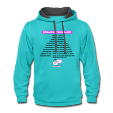 Load image into Gallery viewer, DEMSPEAK TRANSLATED - Contrast Hoodie - scuba blue/asphalt
