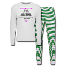 Load image into Gallery viewer, DEMSPEAK TRANSLATED - Unisex Pajama Set - white/green stripe
