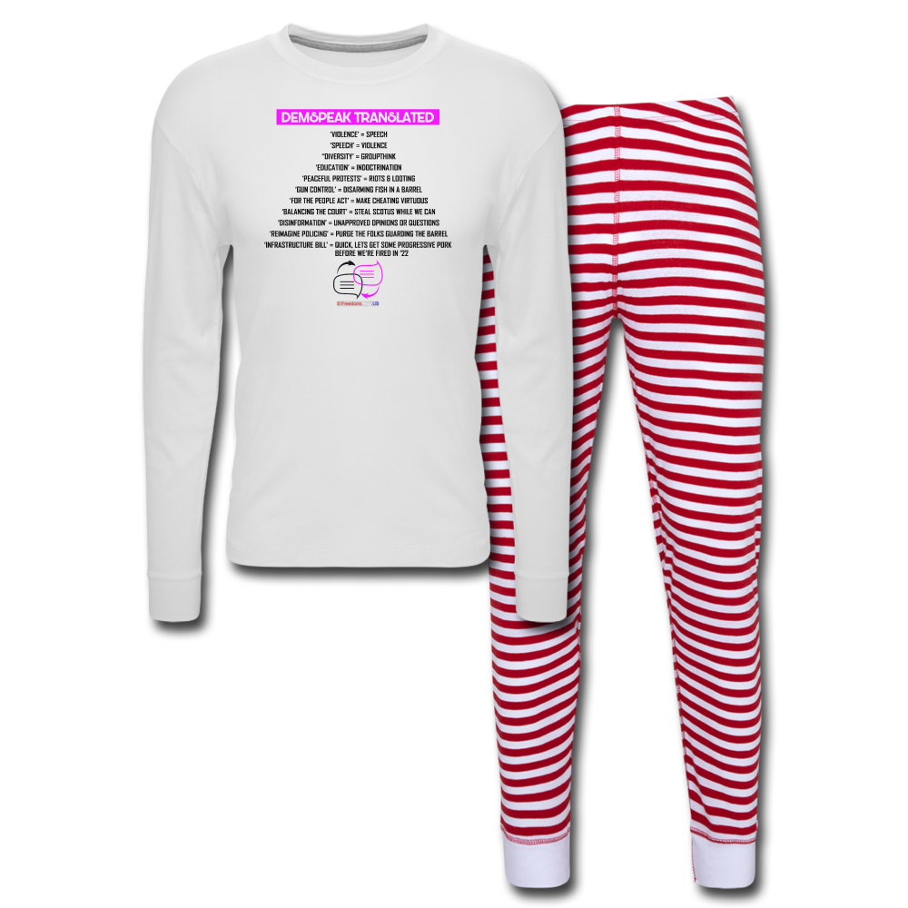 DEMSPEAK TRANSLATED - Unisex Pajama Set - white/red stripe