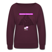 Load image into Gallery viewer, DEMSPEAK TRANSLATED - Women’s Crewneck Sweatshirt - plum
