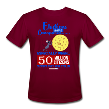 Load image into Gallery viewer, ELECTIONS HAVE CONSEQUENCES... - Men’s Moisture Wicking Performance T-Shirt - burgundy
