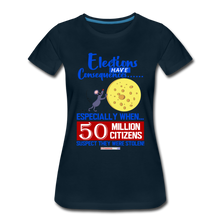 Load image into Gallery viewer, ELECTIONS HAVE CONSEQUENCES... - Women’s Premium T-Shirt - deep navy
