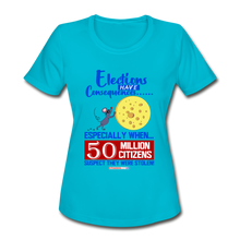 Load image into Gallery viewer, ELECTIONS HAVE CONSEQUENCES... - Women&#39;s Moisture Wicking Performance T-Shirt - turquoise
