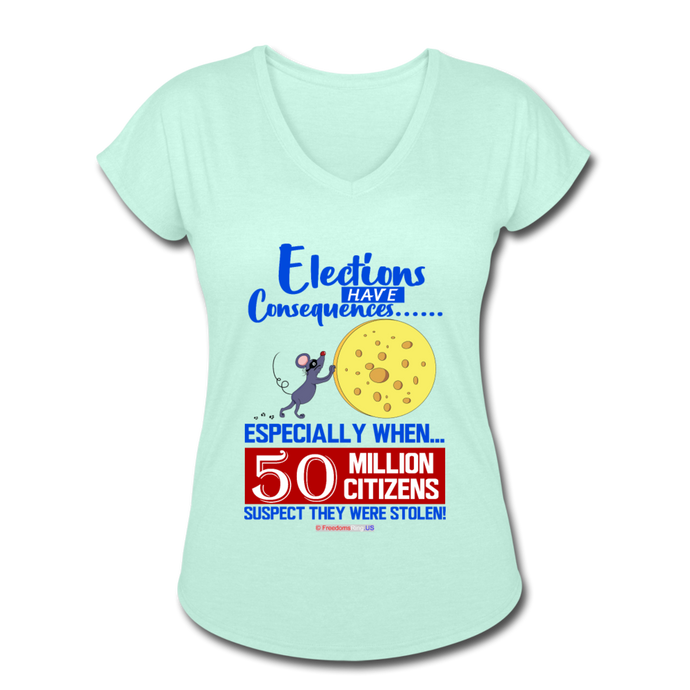 ELECTIONS HAVE CONSEQUENCES... - Women's Tri-Blend V-Neck T-Shirt - mint