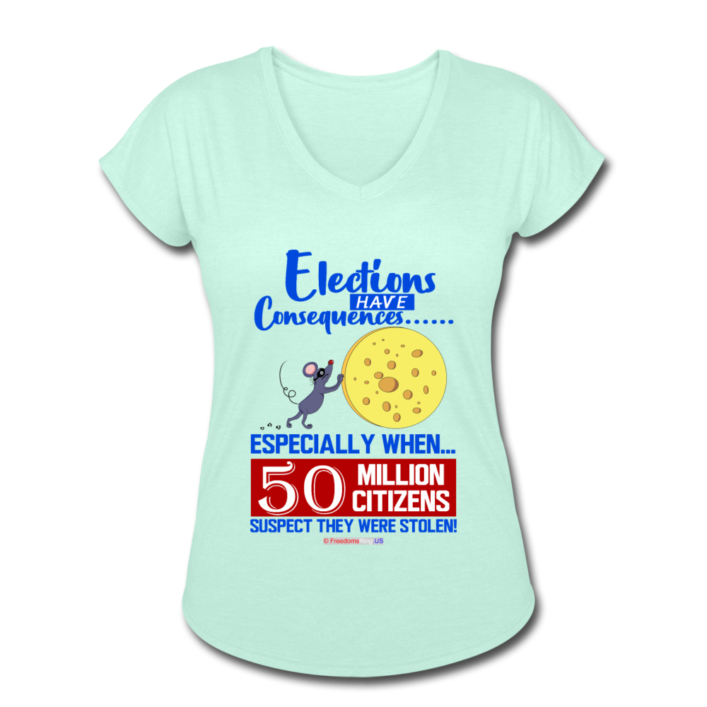 ELECTIONS HAVE CONSEQUENCES... - Women's Tri-Blend V-Neck T-Shirt - mint