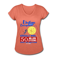 Load image into Gallery viewer, ELECTIONS HAVE CONSEQUENCES... - Women&#39;s Tri-Blend V-Neck T-Shirt - heather bronze
