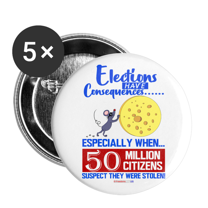 ELECTIONS HAVE CONSEQUENCES... - Buttons large 2.2'' (5-pack) - white