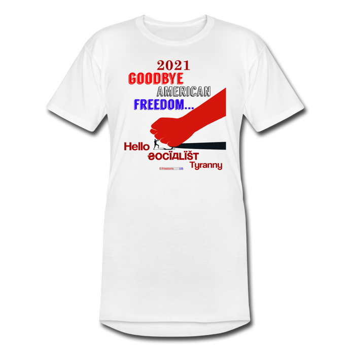 GOODBYE AMERICAN FREEDOM - Men’s Long Body Urban Tee - white