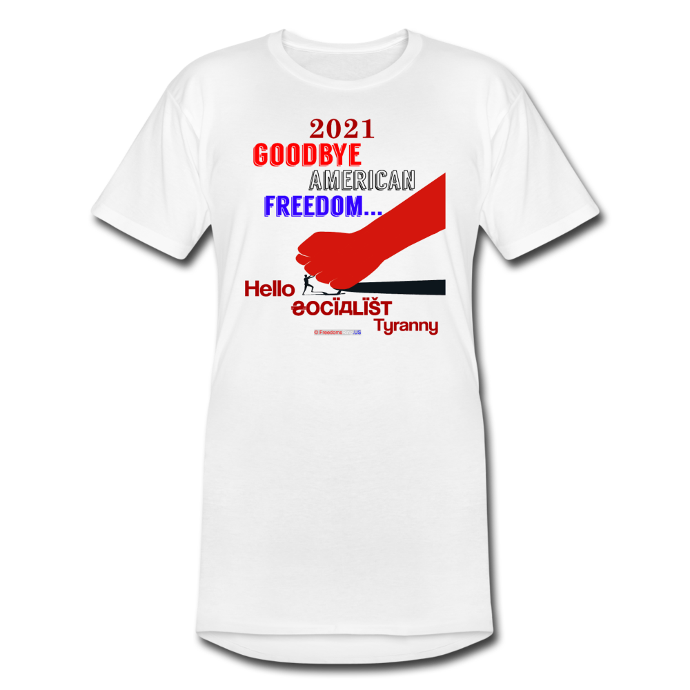 GOODBYE AMERICAN FREEDOM - Men’s Long Body Urban Tee - white