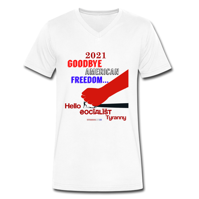 GOODBYE AMERICAN FREEDOM - Men's V-Neck T-Shirt - white