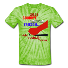 Load image into Gallery viewer, GOODBYE AMERICAN FREEDOM - Unisex Tie Dye T-Shirt - spider lime green
