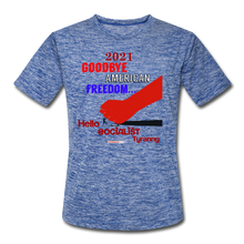 Load image into Gallery viewer, GOODBYE AMERICAN FREEDOM - Men’s Moisture Wicking Performance T-Shirt - heather blue
