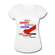 Load image into Gallery viewer, GOODBYE AMERICAN FREEDOM - Women&#39;s Tri-Blend V-Neck T-Shirt - white
