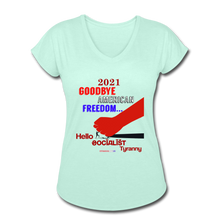 Load image into Gallery viewer, GOODBYE AMERICAN FREEDOM - Women&#39;s Tri-Blend V-Neck T-Shirt - mint
