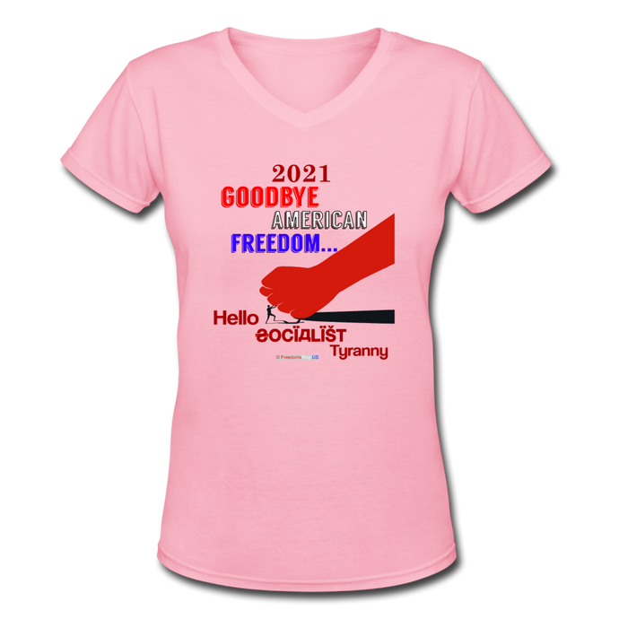 GOODBYE AMERICAN FREEDOM - Women's V-Neck T-Shirt - pink