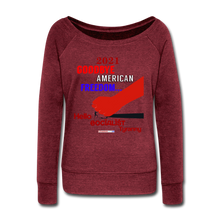 Load image into Gallery viewer, GOODBYE AMERICAN FREEDOM - Women&#39;s Wideneck Sweatshirt - cardinal triblend
