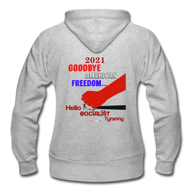 GOODBYE AMERICAN FREEDOM - Gildan Heavy Blend Women's Zip Hoodie - heather gray