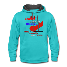 Load image into Gallery viewer, GOODBYE AMERICAN FREEDOM - Contrast Hoodie - scuba blue/asphalt
