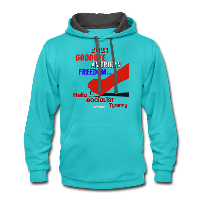 GOODBYE AMERICAN FREEDOM - Contrast Hoodie - scuba blue/asphalt