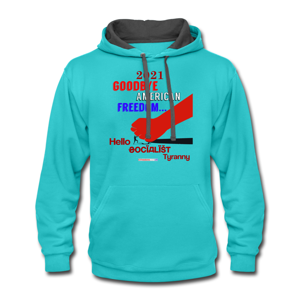 GOODBYE AMERICAN FREEDOM - Contrast Hoodie - scuba blue/asphalt