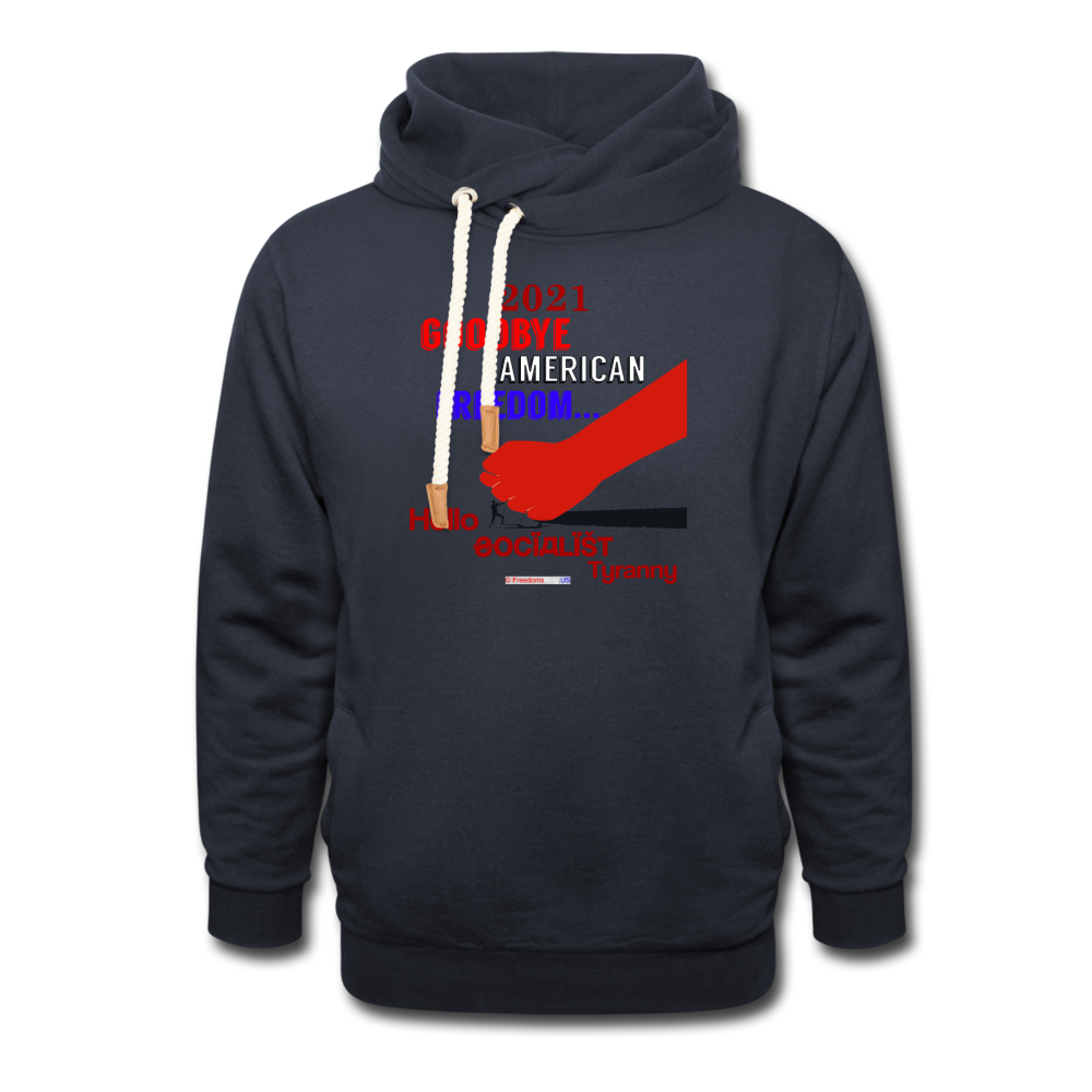 GOODBYE AMERICAN FREEDOM - Shawl Collar Hoodie - navy