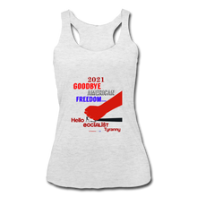 Load image into Gallery viewer, GOODBYE AMERICAN FREEDOM - Women’s Tri-Blend Racerback Tank - heather white
