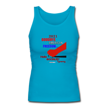 Load image into Gallery viewer, GOODBYE AMERICAN FREEDOM - Women&#39;s Longer Length Fitted Tank - turquoise
