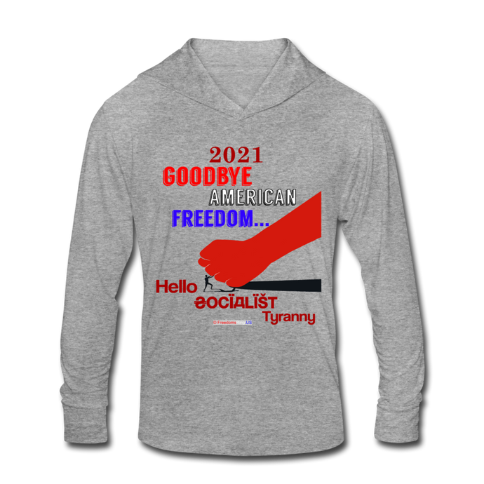 GOODBYE AMERICAN FREEDOM - Unisex Tri-Blend Hoodie Shirt - heather gray