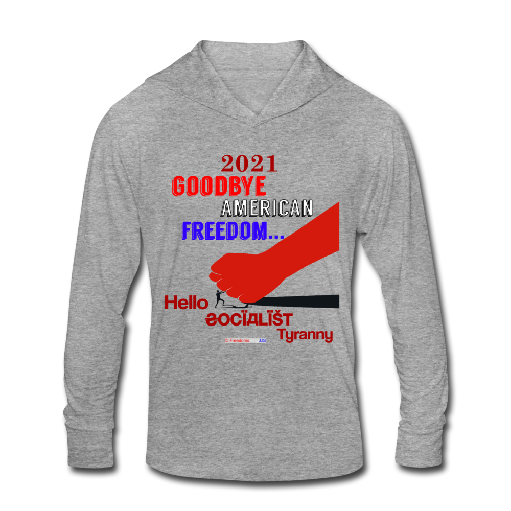 GOODBYE AMERICAN FREEDOM - Unisex Tri-Blend Hoodie Shirt - heather gray