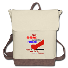 Load image into Gallery viewer, GOODBYE AMERICAN FREEDOM - Canvas Backpack - ivory/brown
