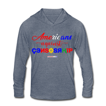 Load image into Gallery viewer, AMERICANS AGAINST CENSORSHIP - Unisex Tri-Blend Hoodie Shirt - heather blue
