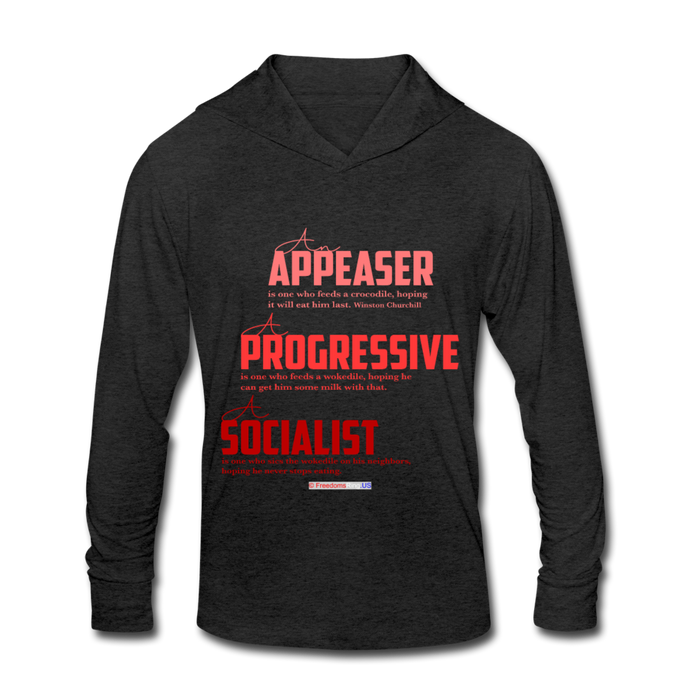 APPEASER, PROGRESSIVE, SOCIALIST - Unisex Tri-Blend Hoodie Shirt - heather black