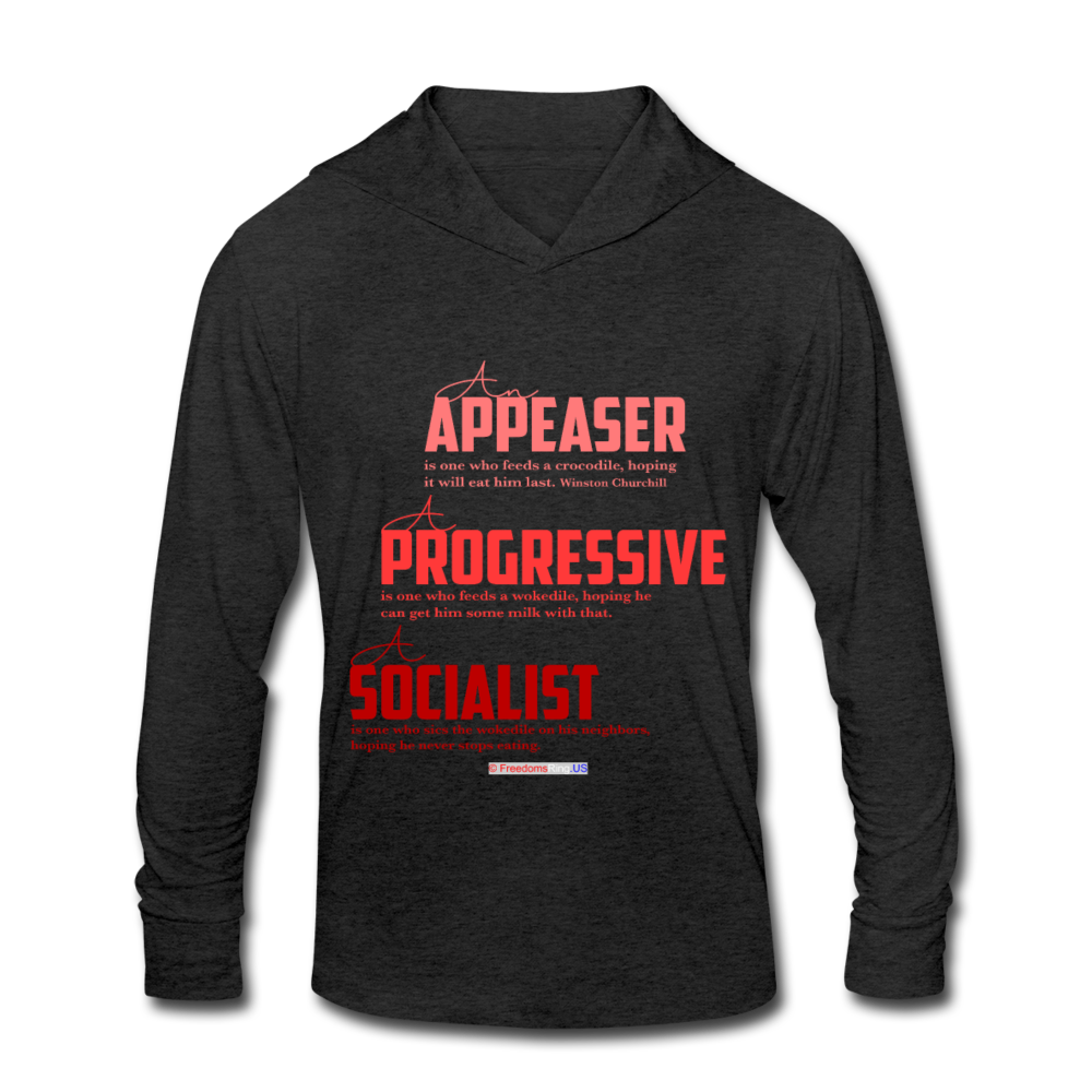 APPEASER, PROGRESSIVE, SOCIALIST - Unisex Tri-Blend Hoodie Shirt - heather black