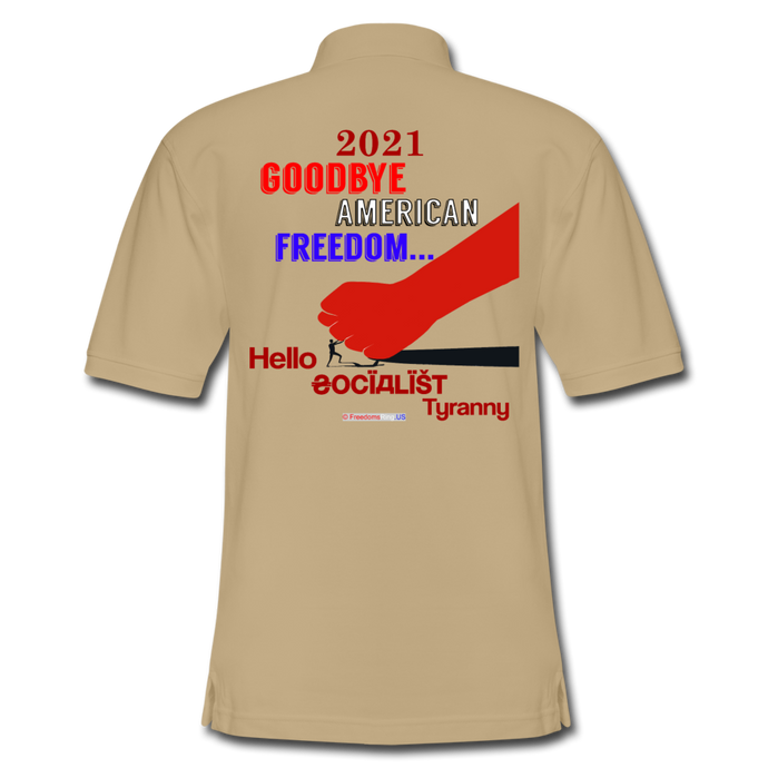 GOODBYE AMERICAN FREEDOM - Men's Pique Polo Shirt - beige