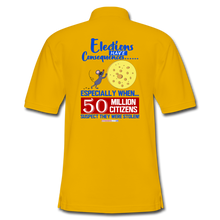 Load image into Gallery viewer, ELECTIONS HAVE CONSEQUENCES - Men&#39;s Pique Polo Shirt - Yellow
