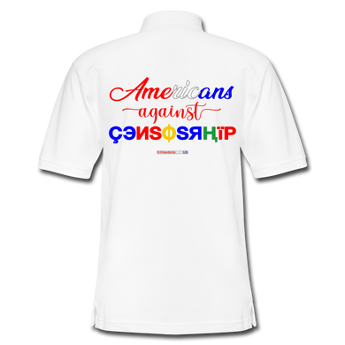 AMERICANS AGAINST CENSORSHIP - Men's Pique Polo Shirt - white