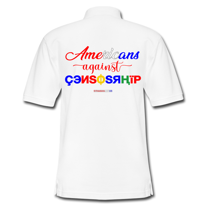 AMERICANS AGAINST CENSORSHIP - Men's Pique Polo Shirt - white